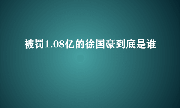 被罚1.08亿的徐国豪到底是谁