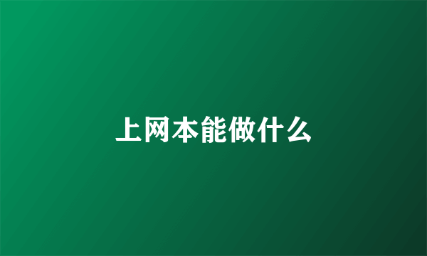 上网本能做什么