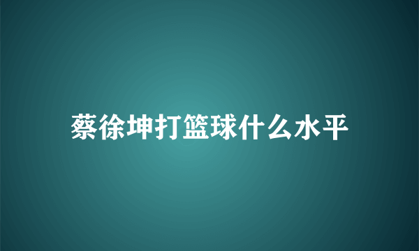 蔡徐坤打篮球什么水平