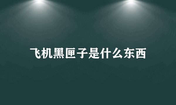 飞机黑匣子是什么东西