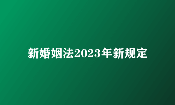 新婚姻法2023年新规定