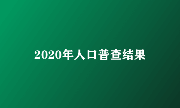 2020年人口普查结果