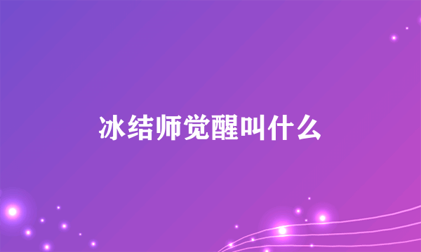 冰结师觉醒叫什么