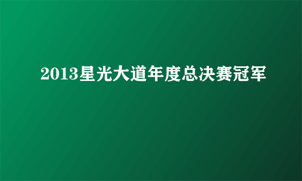 2013星光大道年度总决赛冠军