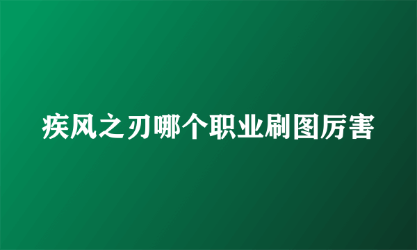 疾风之刃哪个职业刷图厉害