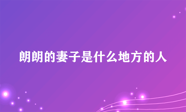 朗朗的妻子是什么地方的人