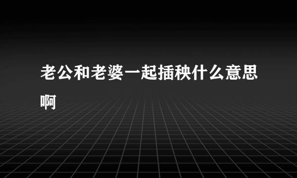 老公和老婆一起插秧什么意思啊