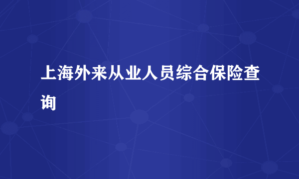 上海外来从业人员综合保险查询