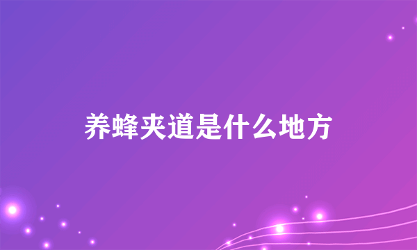 养蜂夹道是什么地方