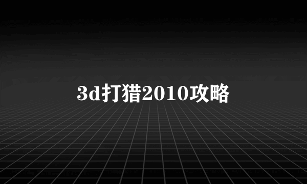 3d打猎2010攻略