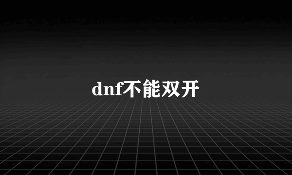 dnf不能双开