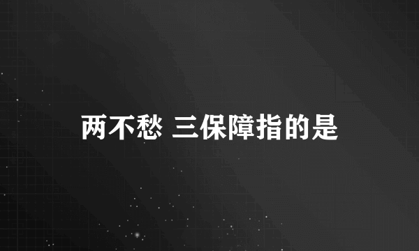 两不愁 三保障指的是