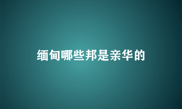 缅甸哪些邦是亲华的