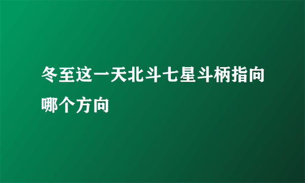 冬至这一天北斗七星斗柄指向哪个方向