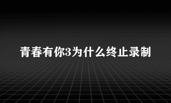 青春有你3为什么终止录制