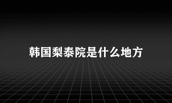 韩国梨泰院是什么地方