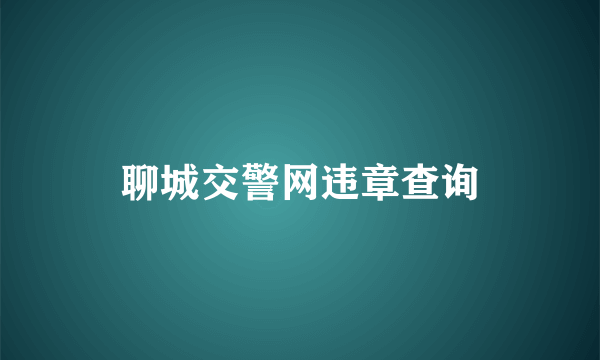 聊城交警网违章查询