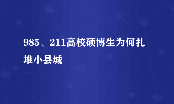 985、211高校硕博生为何扎堆小县城