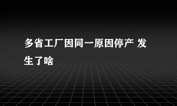 多省工厂因同一原因停产 发生了啥