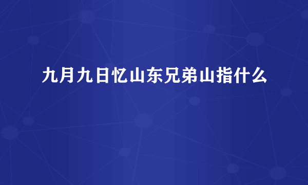 九月九日忆山东兄弟山指什么