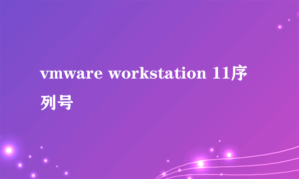 vmware workstation 11序列号