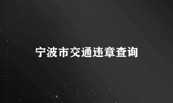 宁波市交通违章查询