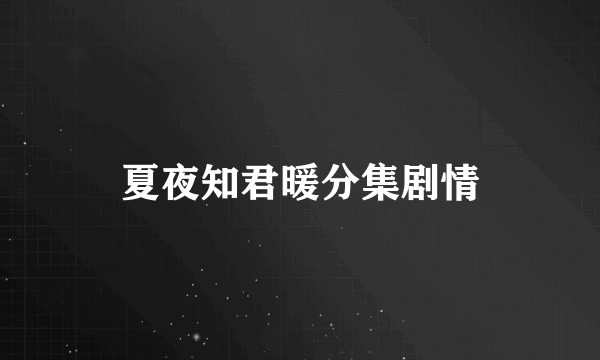 夏夜知君暖分集剧情