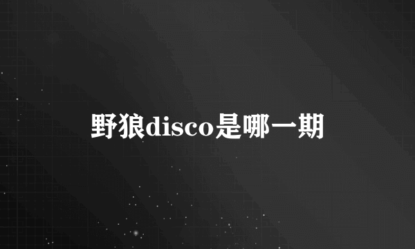 野狼disco是哪一期