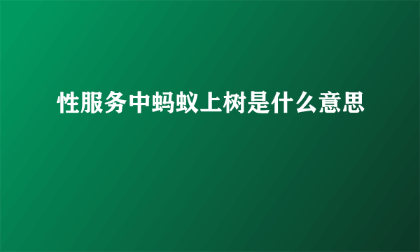 性服务中蚂蚁上树是什么意思