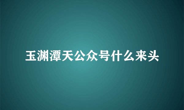 玉渊潭天公众号什么来头