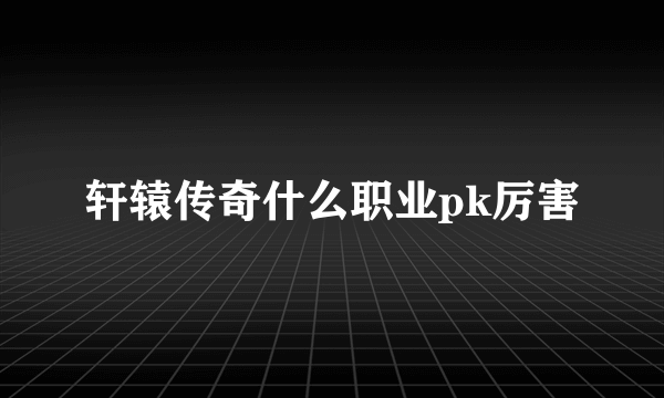 轩辕传奇什么职业pk厉害