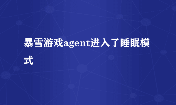 暴雪游戏agent进入了睡眠模式