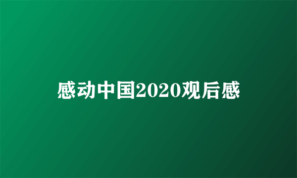 感动中国2020观后感