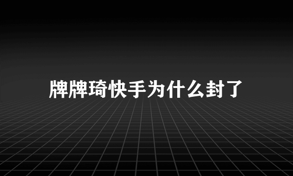 牌牌琦快手为什么封了