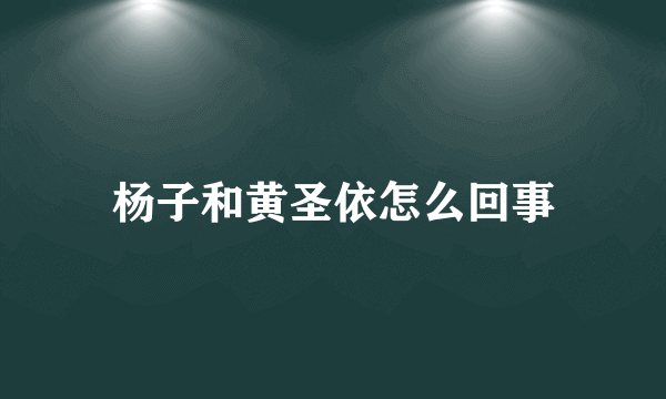 杨子和黄圣依怎么回事