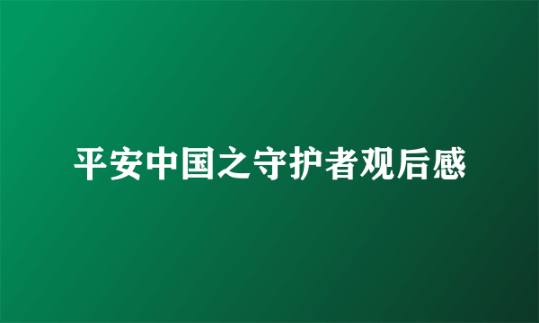 平安中国之守护者观后感