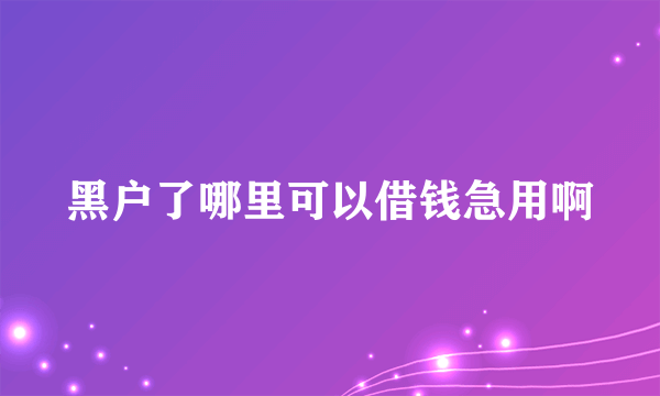 黑户了哪里可以借钱急用啊