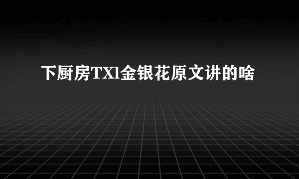 下厨房TXl金银花原文讲的啥