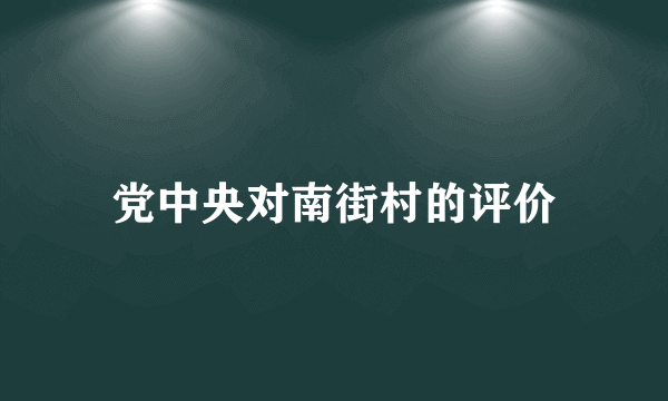 党中央对南街村的评价