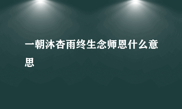 一朝沐杏雨终生念师恩什么意思