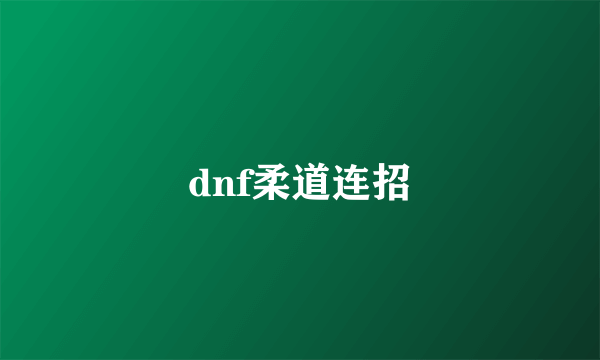 dnf柔道连招