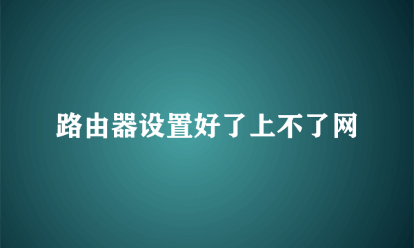 路由器设置好了上不了网