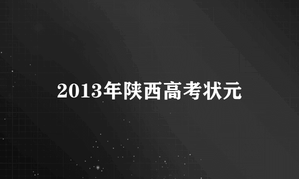 2013年陕西高考状元