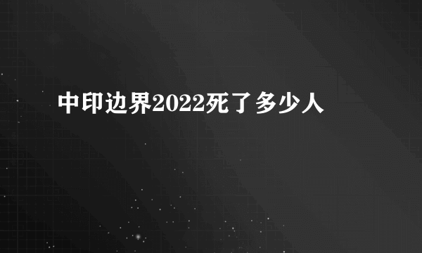 中印边界2022死了多少人