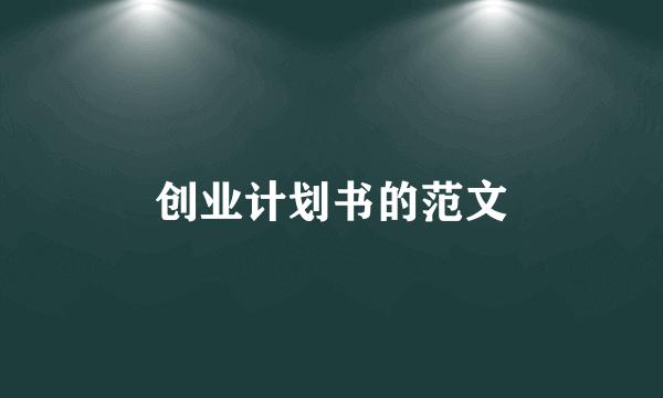 创业计划书的范文