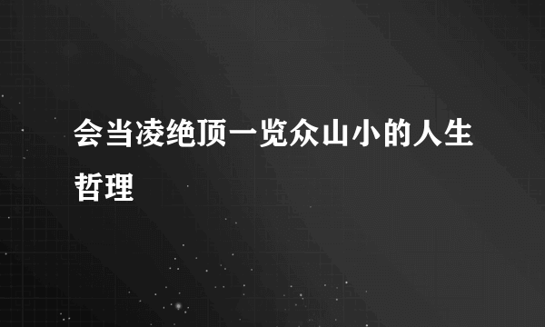 会当凌绝顶一览众山小的人生哲理