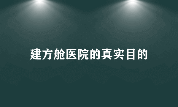 建方舱医院的真实目的