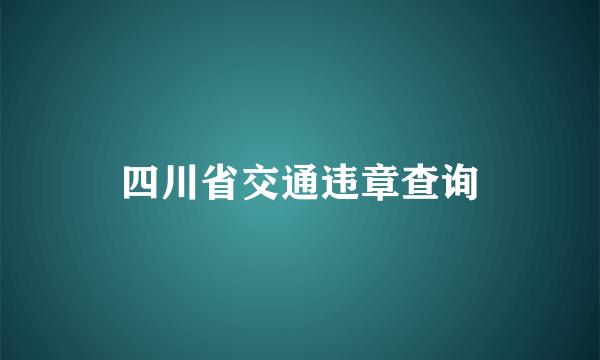 四川省交通违章查询