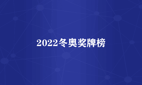 2022冬奥奖牌榜