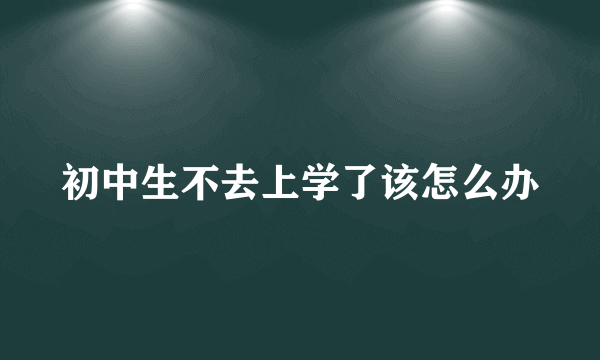 初中生不去上学了该怎么办